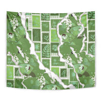Hawaii Japanese Culture Sage Green Tapestry Spring Cranes Aloha Pattern