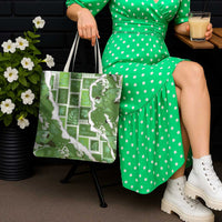 Hawaii Japanese Culture Sage Green Tote Bag Spring Cranes Aloha Pattern