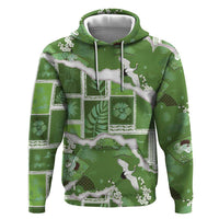 Hawaii Japanese Culture Sage Green Zip Hoodie Spring Cranes Aloha Pattern