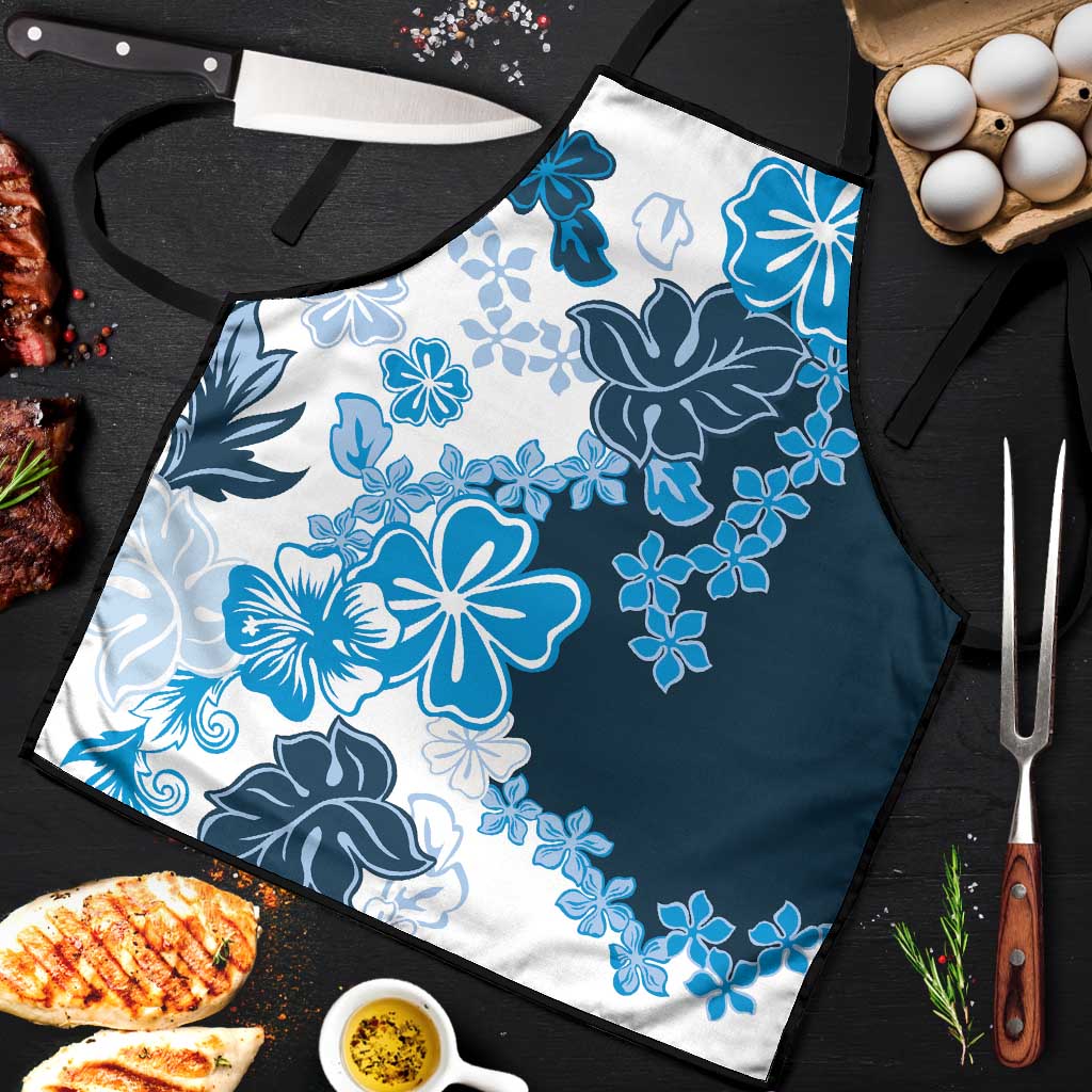 Blue Hibiscus Plumeria Floral Apron - Polynesian Pride