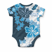 Blue Hibiscus Plumeria Floral Baby Onesie