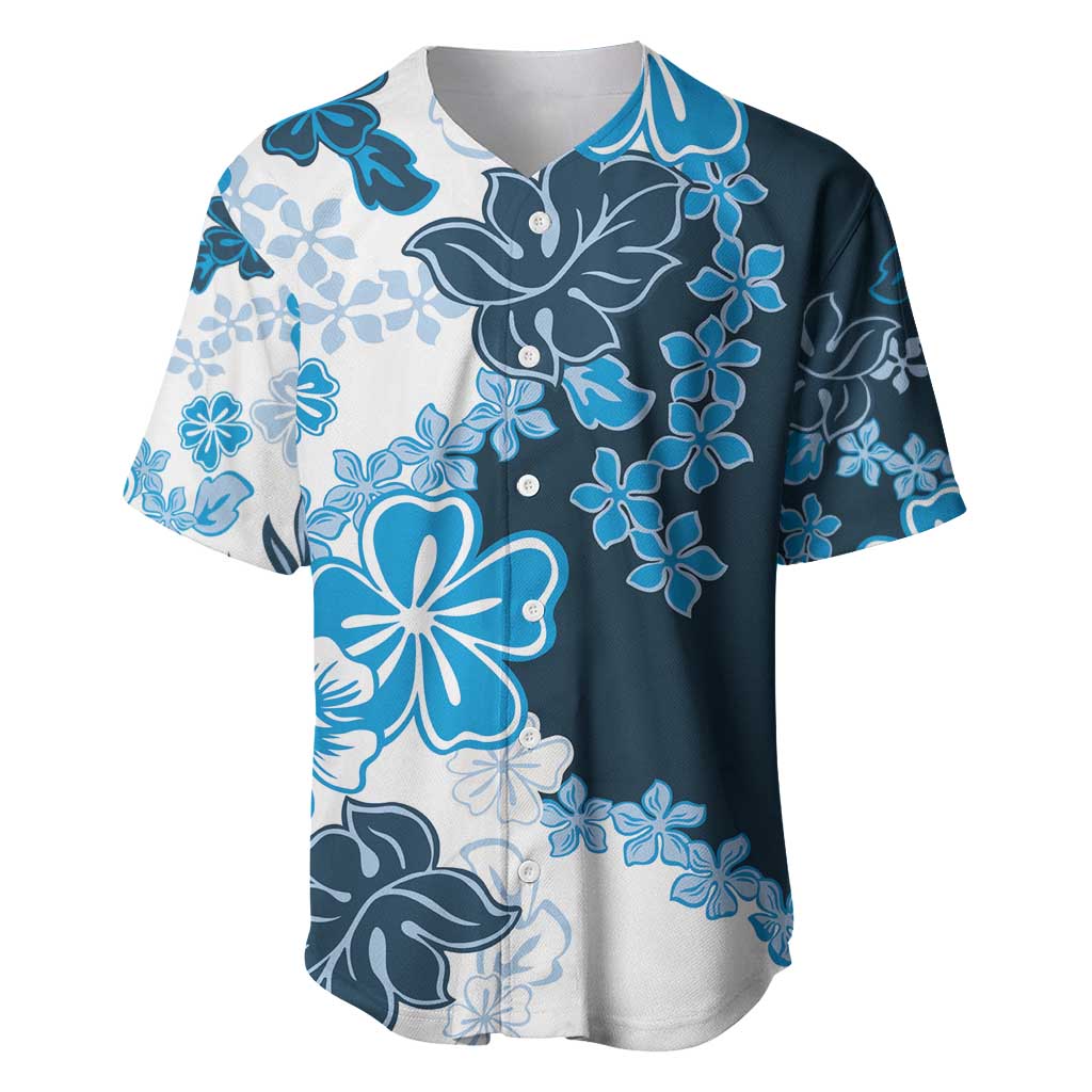Blue Hibiscus Plumeria Floral Baseball Jersey - Polynesian Pride