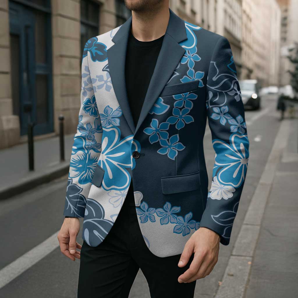Blue Hibiscus Plumeria Floral Blazer LT01 - Polynesian Pride