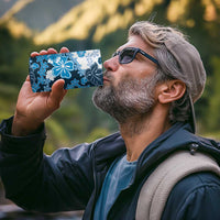 Blue Hibiscus Plumeria Floral 4 in 1 Can Cooler Tumbler - Polynesian Pride