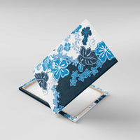 Blue Hibiscus Plumeria Floral Canvas Wall Art - Polynesian Pride