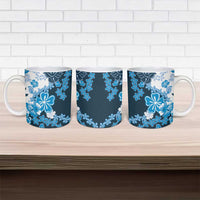 Blue Hibiscus Plumeria Floral Ceramic Mug - Polynesian Pride