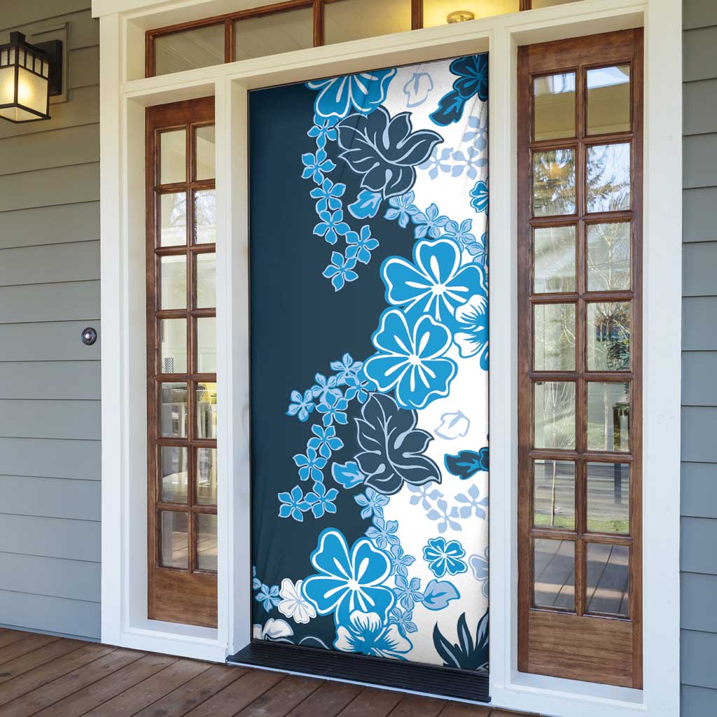 Blue Hibiscus Plumeria Floral Door Cover - Polynesian Pride