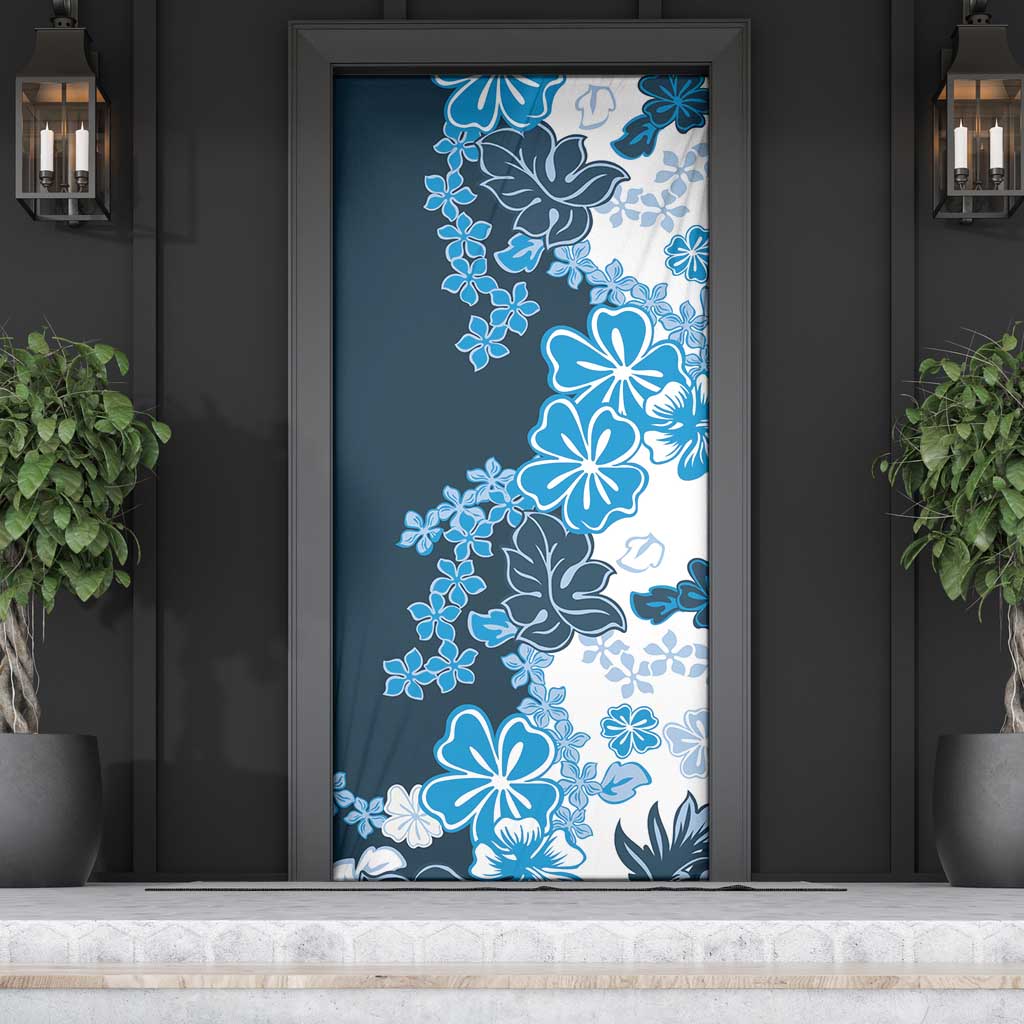 Blue Hibiscus Plumeria Floral Door Cover - Polynesian Pride