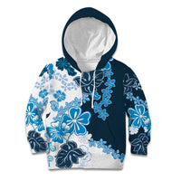 Blue Hibiscus Plumeria Floral Kid Hoodie - Polynesian Pride
