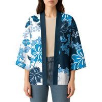 Blue Hibiscus Plumeria Floral Kimono LT01 - Polynesian Pride