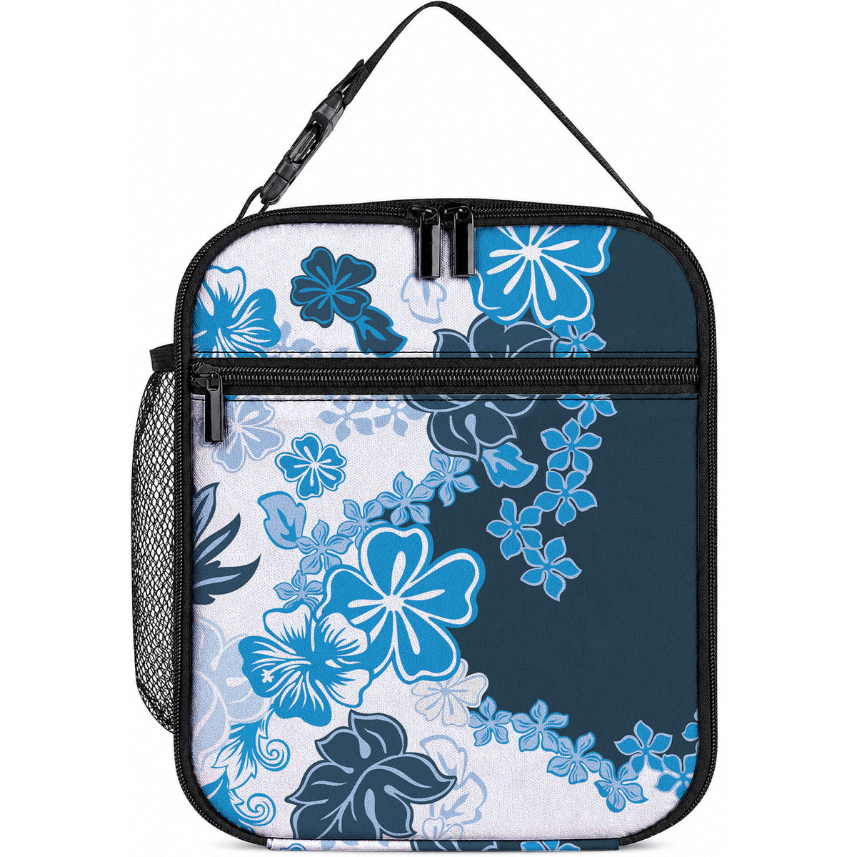 Blue Hibiscus Plumeria Floral Lunch Bag
