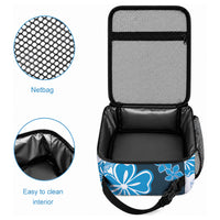 Blue Hibiscus Plumeria Floral Lunch Bag