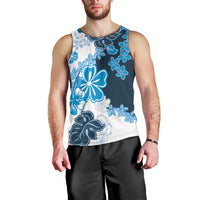 Blue Hibiscus Plumeria Floral Men Tank Top - Polynesian Pride