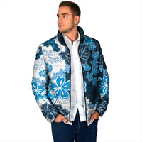 Blue Hibiscus Plumeria Floral Padded Jacket LT01 - Polynesian Pride