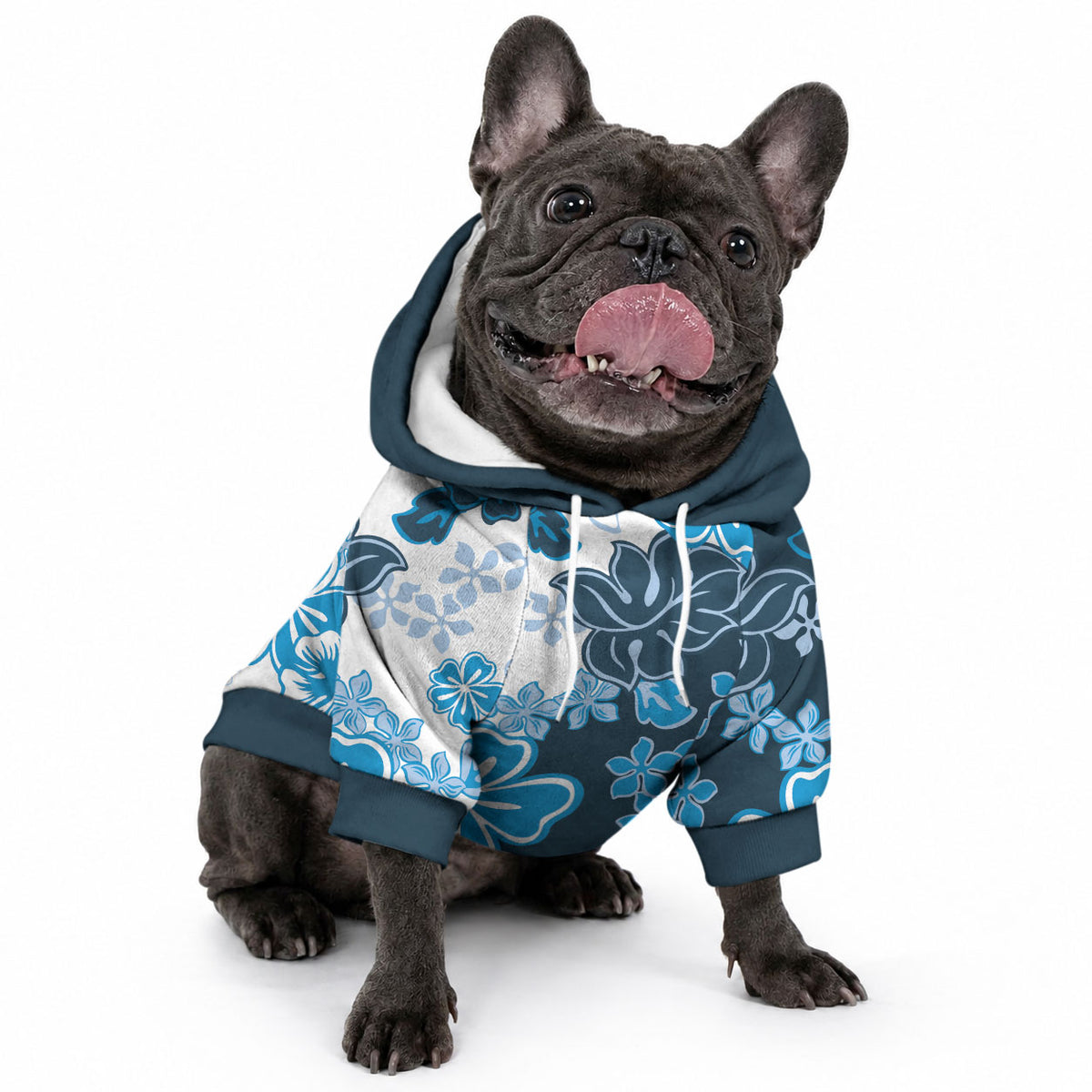 Blue Hibiscus Plumeria Floral Pet Hoodie