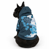 Blue Hibiscus Plumeria Floral Pet Hoodie