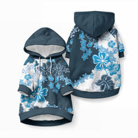 Blue Hibiscus Plumeria Floral Pet Hoodie
