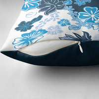 Blue Hibiscus Plumeria Floral Pillow Cover - Polynesian Pride