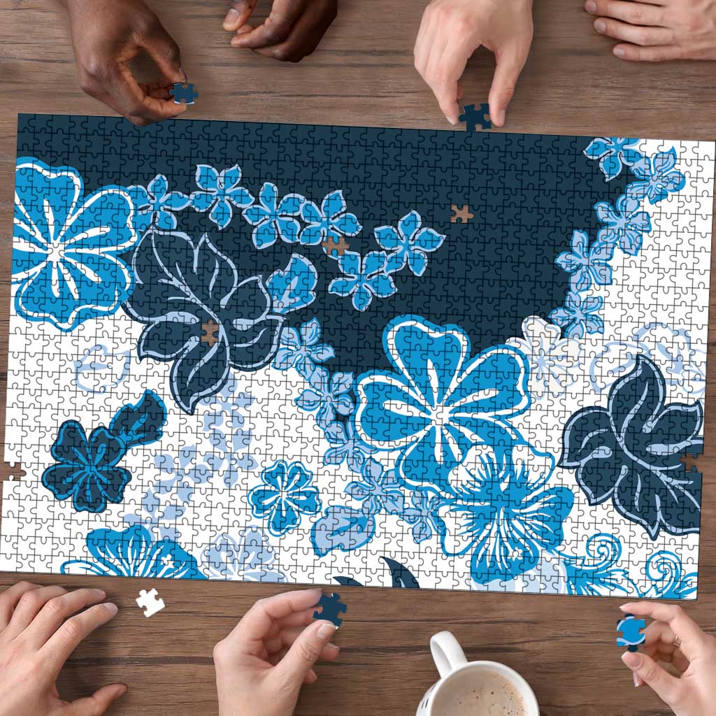 Blue Hibiscus Plumeria Floral Puzzle LT01 - Polynesian Pride