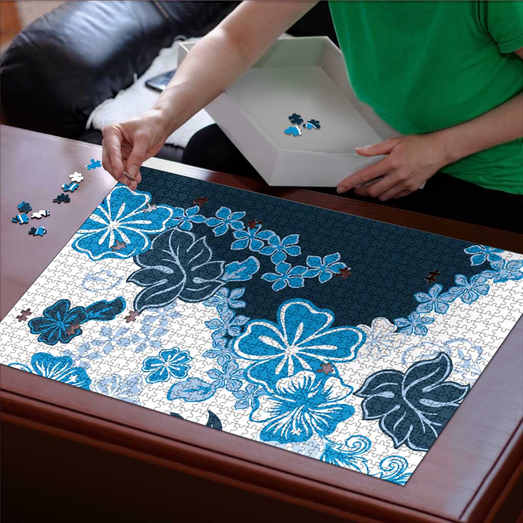Blue Hibiscus Plumeria Floral Puzzle LT01 - Polynesian Pride