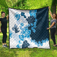Blue Hibiscus Plumeria Floral Quilt LT01 - Polynesian Pride