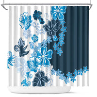 Blue Hibiscus Plumeria Floral Shower Curtain - Polynesian Pride
