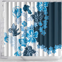 Blue Hibiscus Plumeria Floral Shower Curtain - Polynesian Pride