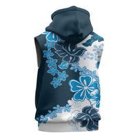 Blue Hibiscus Plumeria Floral Sleeveless Hoodie - Polynesian Pride