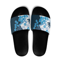 Blue Hibiscus Plumeria Floral Slide Sandals - Polynesian Pride