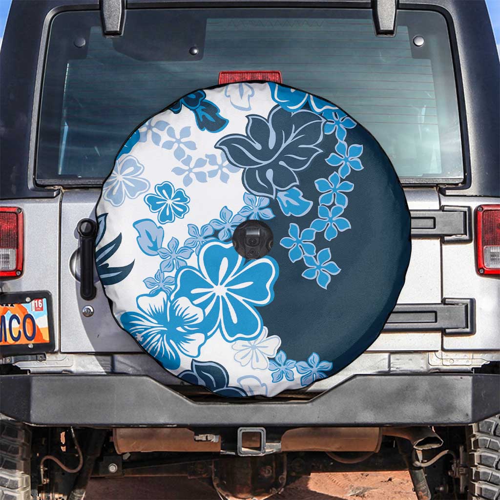 Blue Hibiscus Plumeria Floral Spare Tire Cover - Polynesian Pride