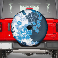 Blue Hibiscus Plumeria Floral Spare Tire Cover - Polynesian Pride