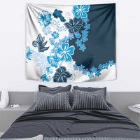 Blue Hibiscus Plumeria Floral Tapestry - Polynesian Pride