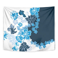 Blue Hibiscus Plumeria Floral Tapestry - Polynesian Pride