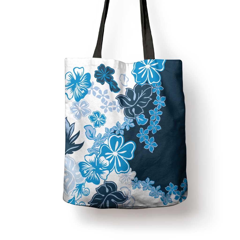 Blue Hibiscus Plumeria Floral Tote Bag LT01 - Polynesian Pride