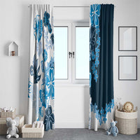 Blue Hibiscus Plumeria Floral Window Curtain LT01 - Polynesian Pride