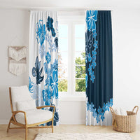 Blue Hibiscus Plumeria Floral Window Curtain LT01 - Polynesian Pride