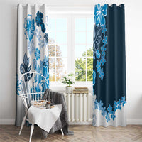Blue Hibiscus Plumeria Floral Window Curtain LT01 - Polynesian Pride