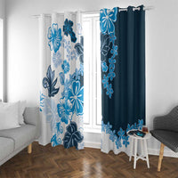 Blue Hibiscus Plumeria Floral Window Curtain LT01 With Grommets Blue - Polynesian Pride