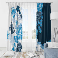 Blue Hibiscus Plumeria Floral Window Curtain LT01 - Polynesian Pride