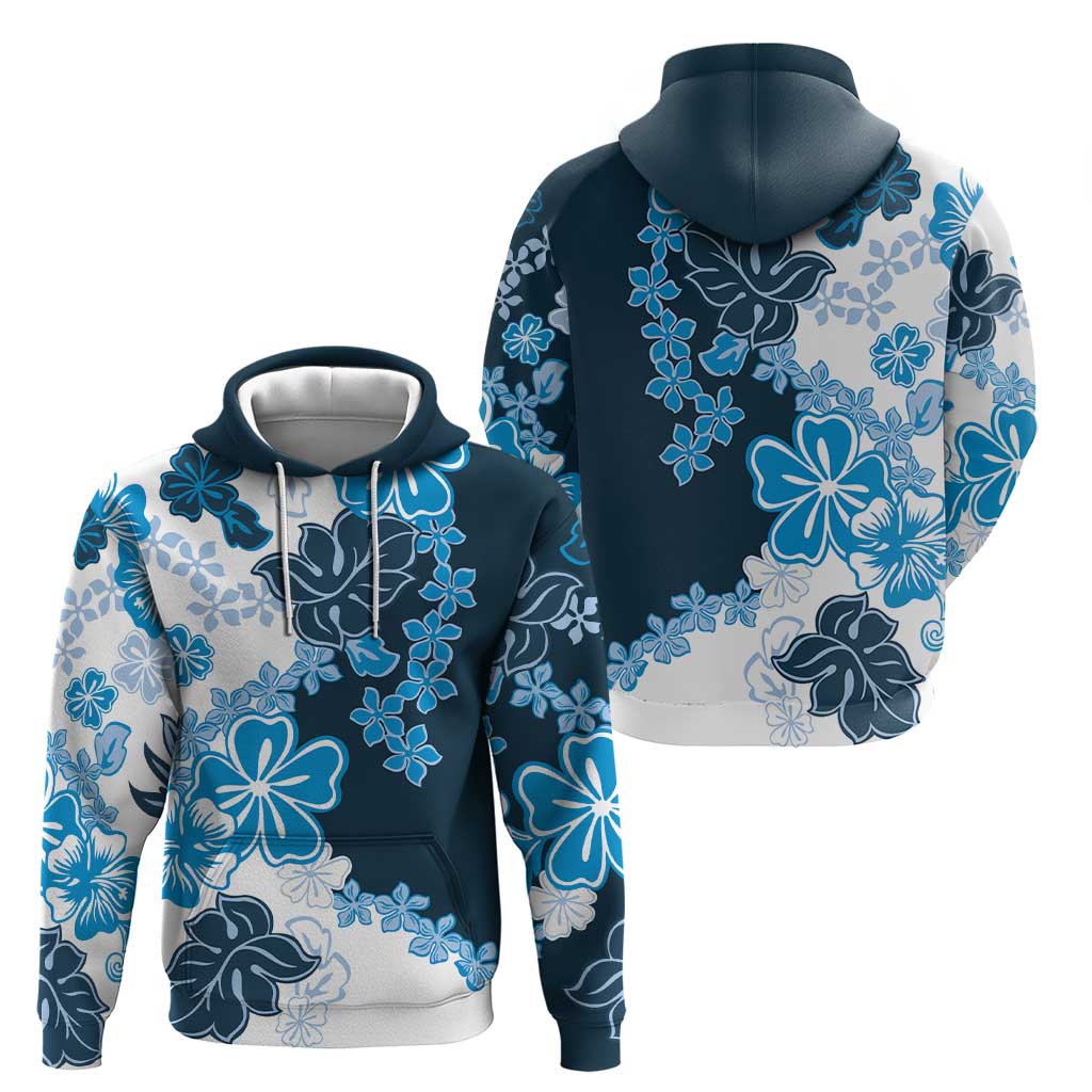Blue Hibiscus Plumeria Floral Zip Hoodie - Polynesian Pride