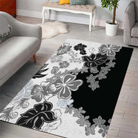 Gray Scale Hibiscus Plumeria Floral Area Rug LT01 - Polynesian Pride
