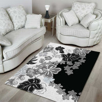Gray Scale Hibiscus Plumeria Floral Area Rug LT01 - Polynesian Pride