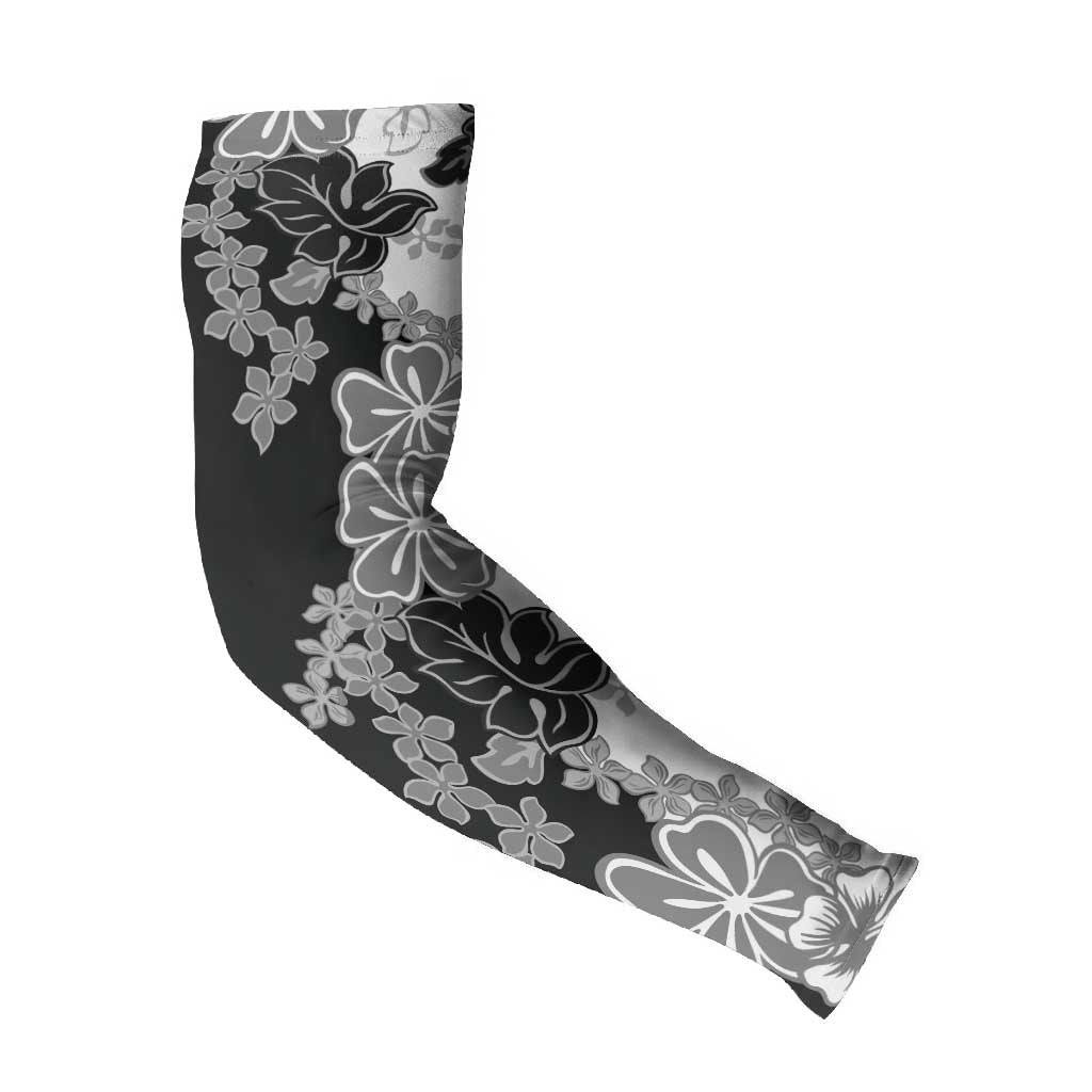 Gray Scale Hibiscus Plumeria Floral Arm Sleeves - Polynesian Pride