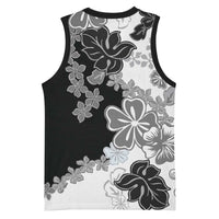 Gray Scale Hibiscus Plumeria Floral Basketball Jersey - Polynesian Pride