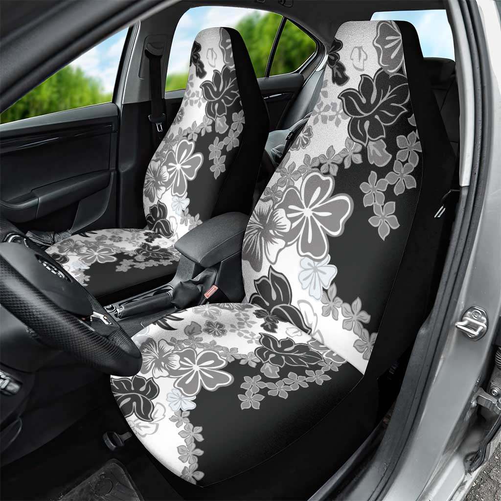 Gray Scale Hibiscus Plumeria Floral Car Seat Cover - Polynesian Pride