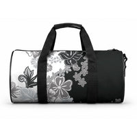 Gray Scale Hibiscus Plumeria Floral Duffle Bag
