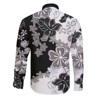 Gray Scale Hibiscus Plumeria Floral Family Matching Puletasi and Hawaiian Shirt LT01 - Polynesian Pride