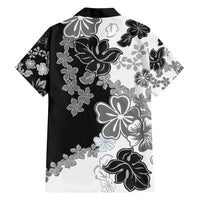 Gray Scale Hibiscus Plumeria Floral Family Matching Short Sleeve Bodycon Dress and Hawaiian Shirt LT01 - Polynesian Pride
