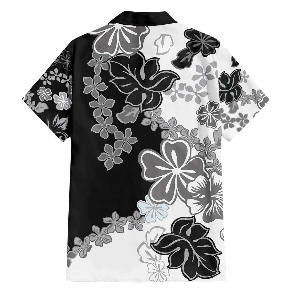 Gray Scale Hibiscus Plumeria Floral Family Matching Summer Maxi Dress and Hawaiian Shirt - Polynesian Pride