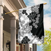 Gray Scale Hibiscus Plumeria Floral Garden Flag - Polynesian Pride